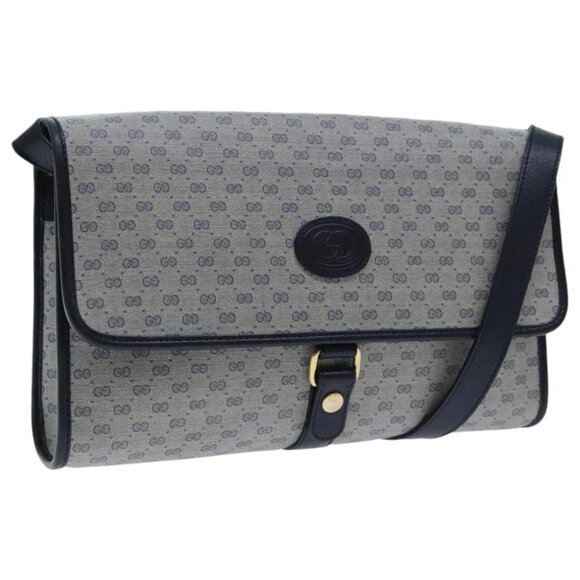 GUCCI Micro GG Supreme Shoulder Bag Navy Gold - Picture 1 of 15